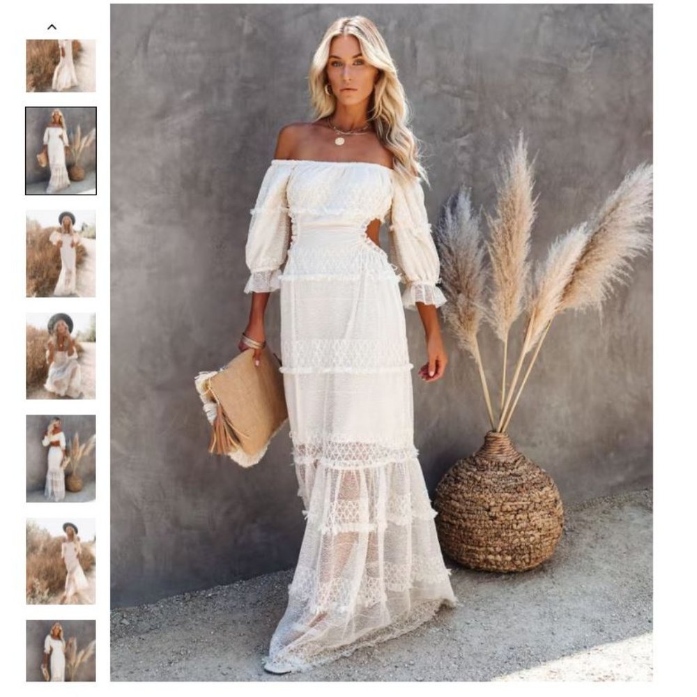 VICI - Porsha off the shoulder tiered cutout maxi dress / Wedding bridal bachel